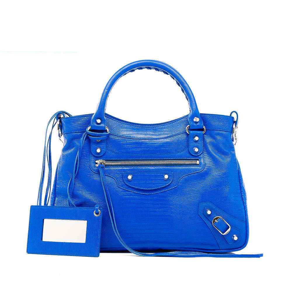 Balenciaga Blue Fluo Lizard Neon Handbag