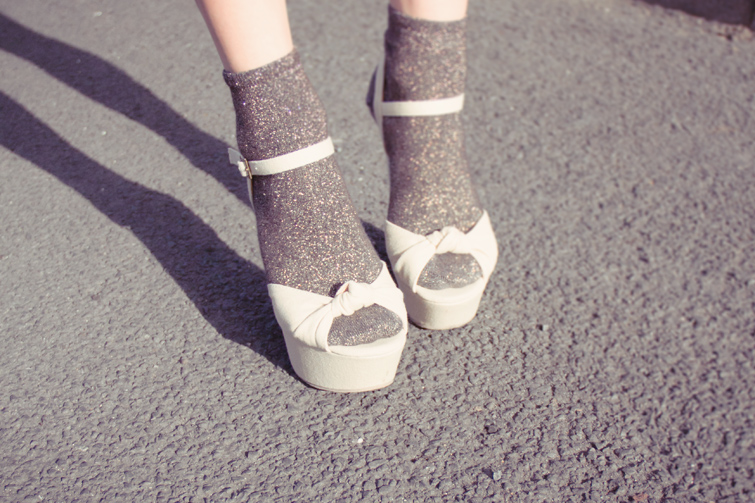 White canvas chunky ALDO Mengarelli Canvas Platform Sandals with socks