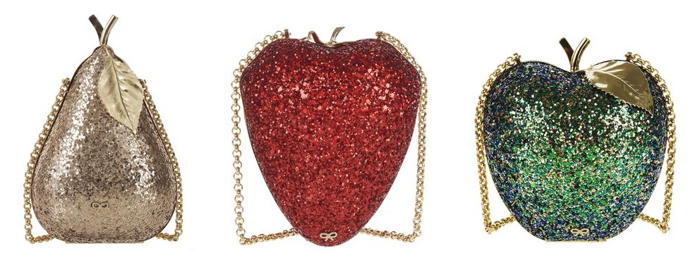 Anya Hindmarch pear, strawberry and apple evening clutches