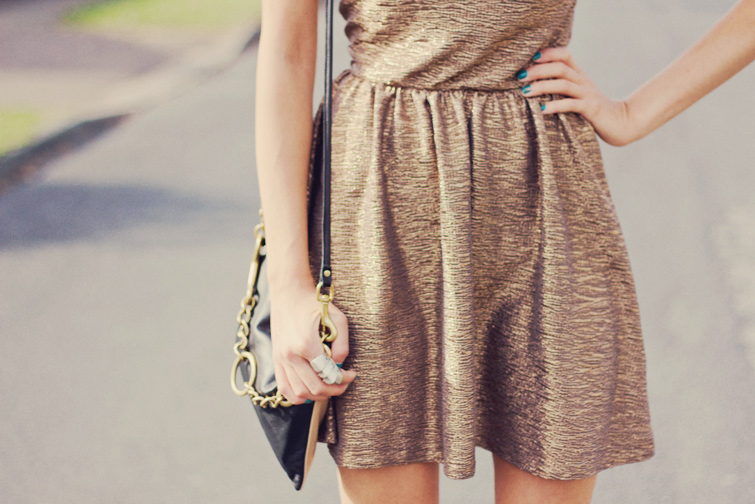 Gold skater dress