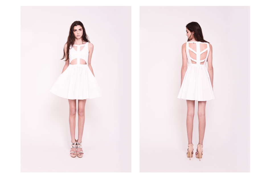 White dress with cut outs