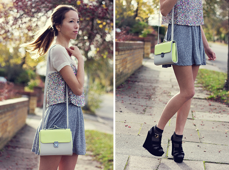 Neon satchel outfit