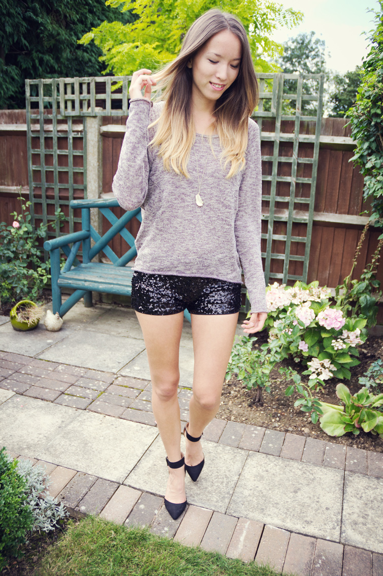 Sequin shorts outfit