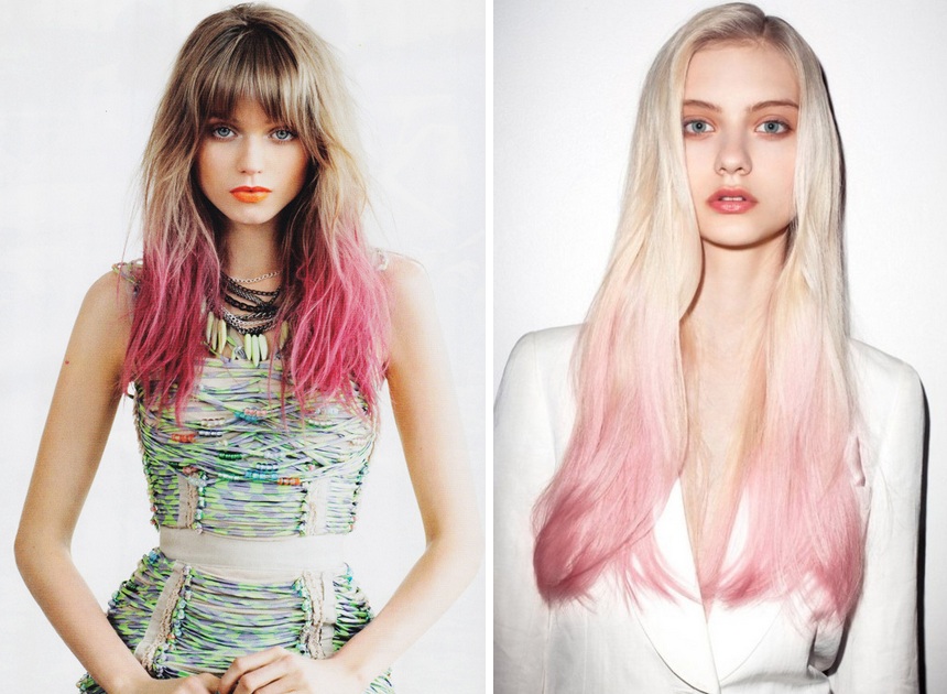 Pink dip dye hair