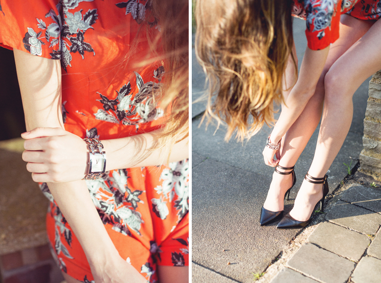 Girl in the Lens | Motel playsuit and ankle strap heels