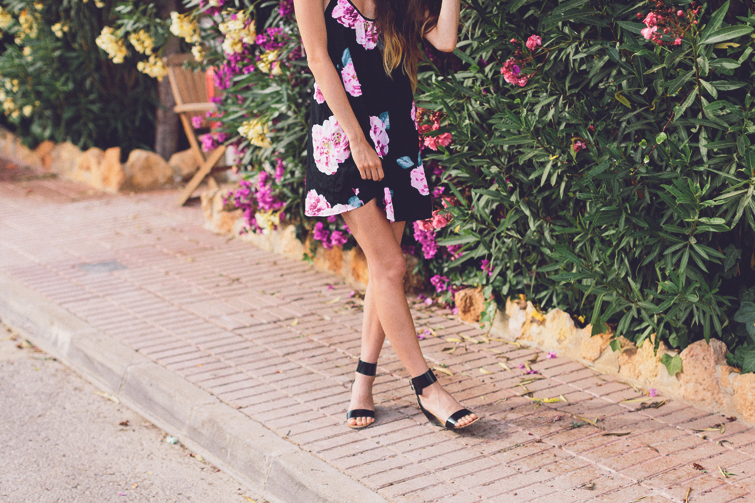 Girl in the Lens | floral dress and ankle strap wedges